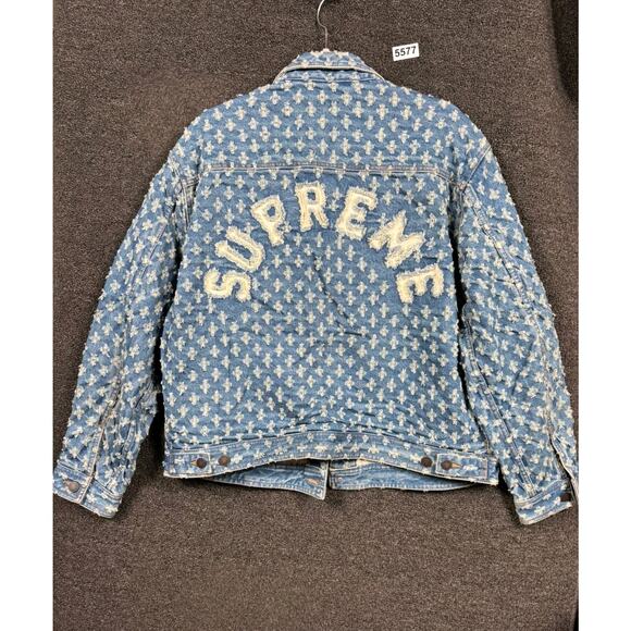 Supreme Hole Punch Denim Trucker Jacket Mens Size L - Picture 2 of 9